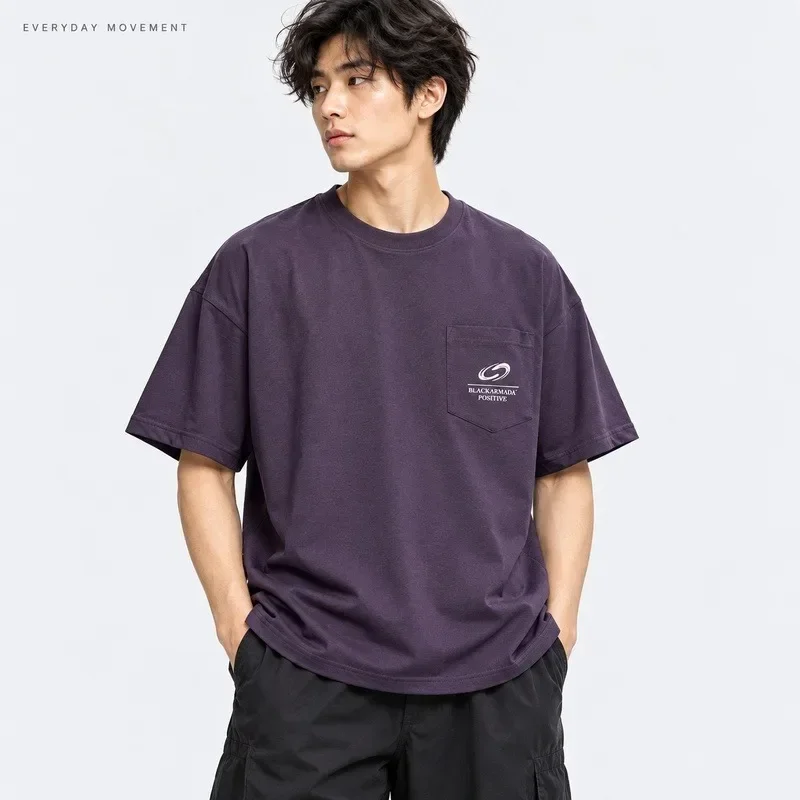 Men's Relaxed Fit Polyester Graphic T Shirt with Chest Pocket, Crew Neck and Short Sleeves, Lightweight Summer Casual Streetwear