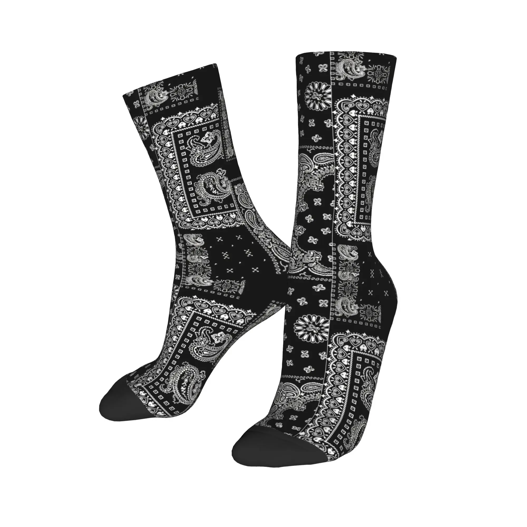 مخصص الأسود باندانا بيزلي رجل طاقم الجوارب للجنسين موضة بوهو البوهيمي الأزهار الملمس الربيع الصيف الخريف الشتاء فستان الجوارب