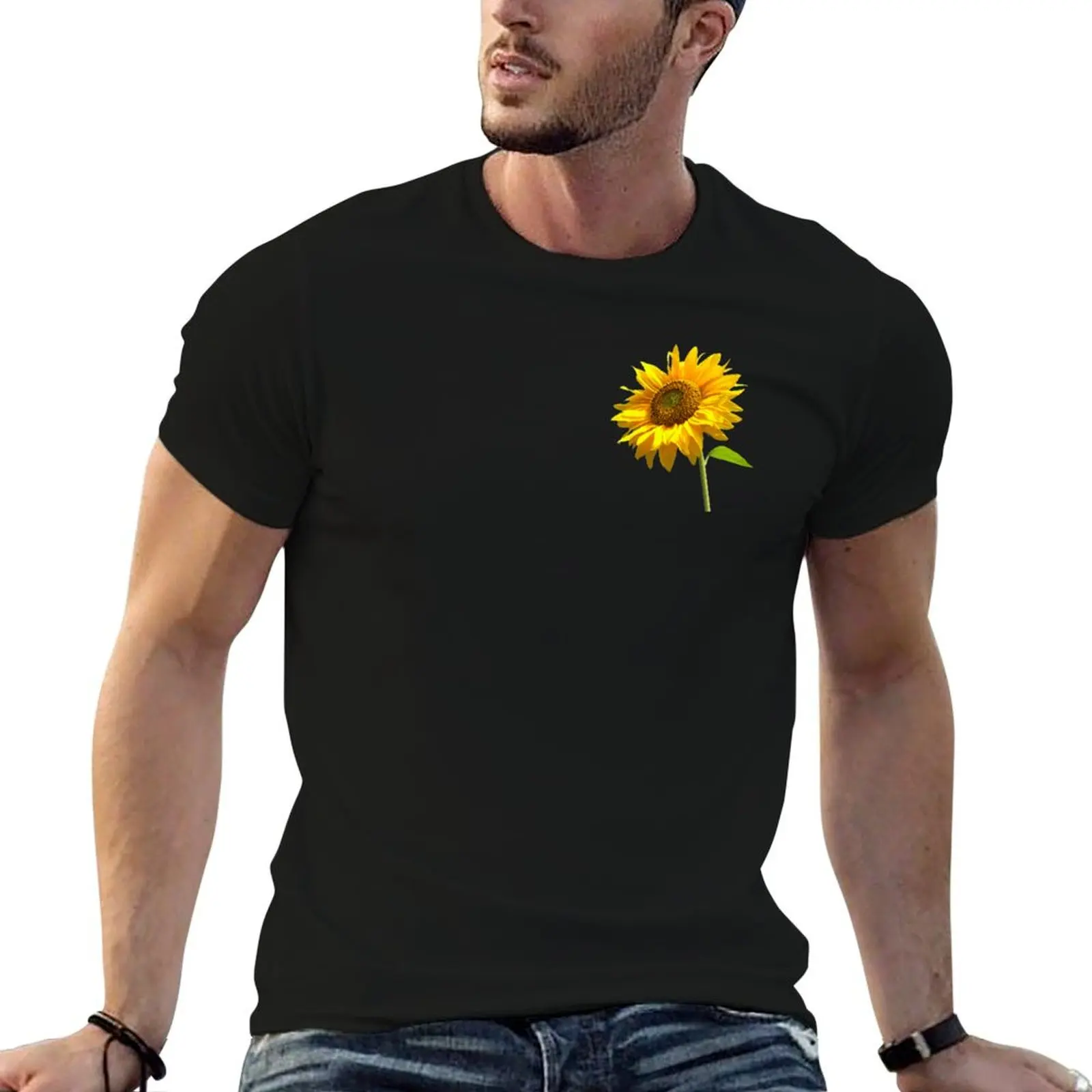 simple Sunflowers T-Shirt t shirts for man cotton soft black cotton t-shirt plain for man package T-Shirt