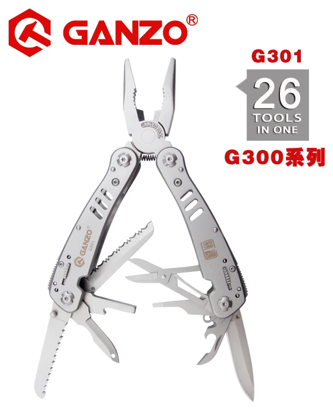 Ganzo G300 series G301 Multi pliers 26 Tools in One Hand Tool Set Screwdriver Kit Portable Folding Knife Stainless pliers