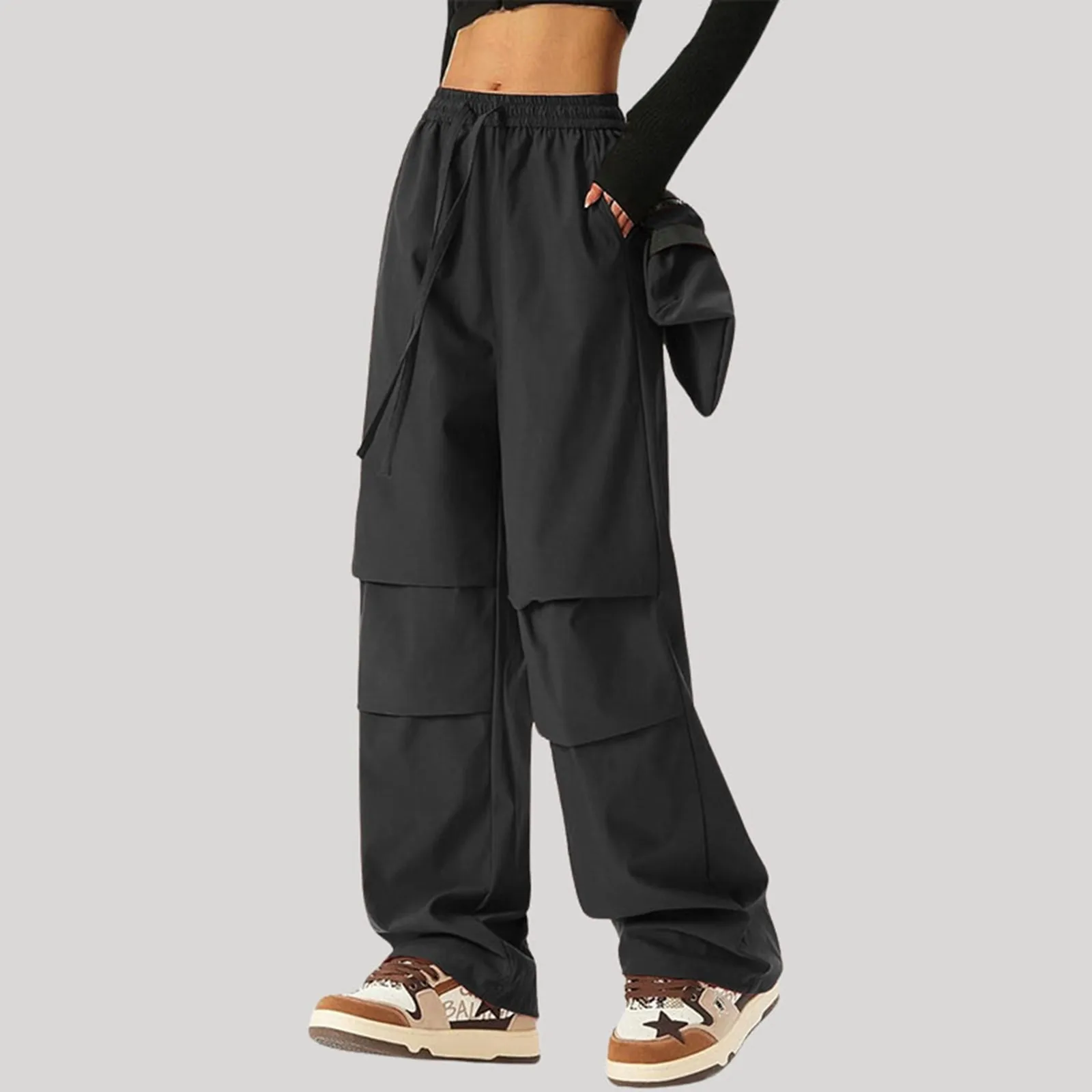 Women's Wide Legged Quick Drying Stretch Waist Overalls Dress Pants for women's autumn clothes oversize loose cargo pants 2024