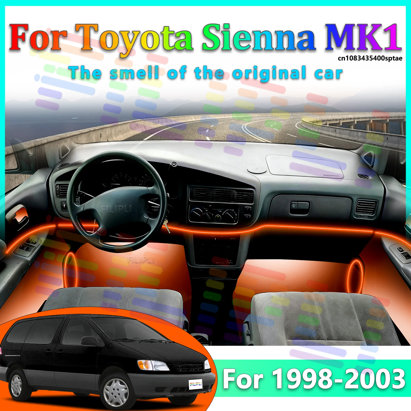 For Toyota Sienna 1998-2003 Car LED Ambient Lamps Colorful Atmosphere Lights Auto Interior Neon Strip App Control 64 RGB Light