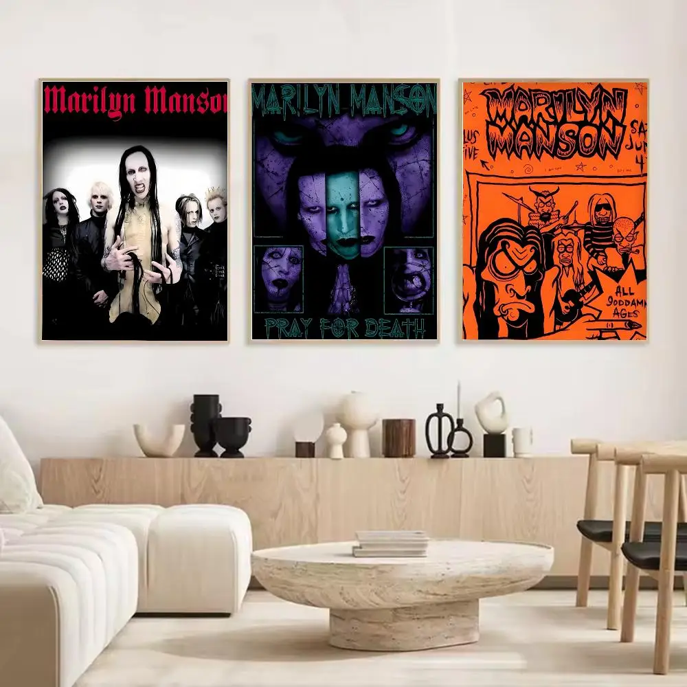 Siunger M-Marilyn Manson Painting Calligraphy Stylish Canvas Poster Wall Art for Living Room Bedroom Cafe Office Decor Gift