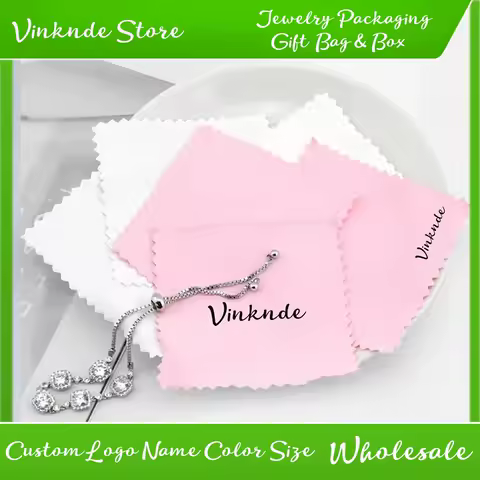 50pcs Bulk Customized Logo Sunglasses Microfiber Polishing Cloth For Cleaning Silver Gold Jewelry Earring Ring Care Cleaner Tool