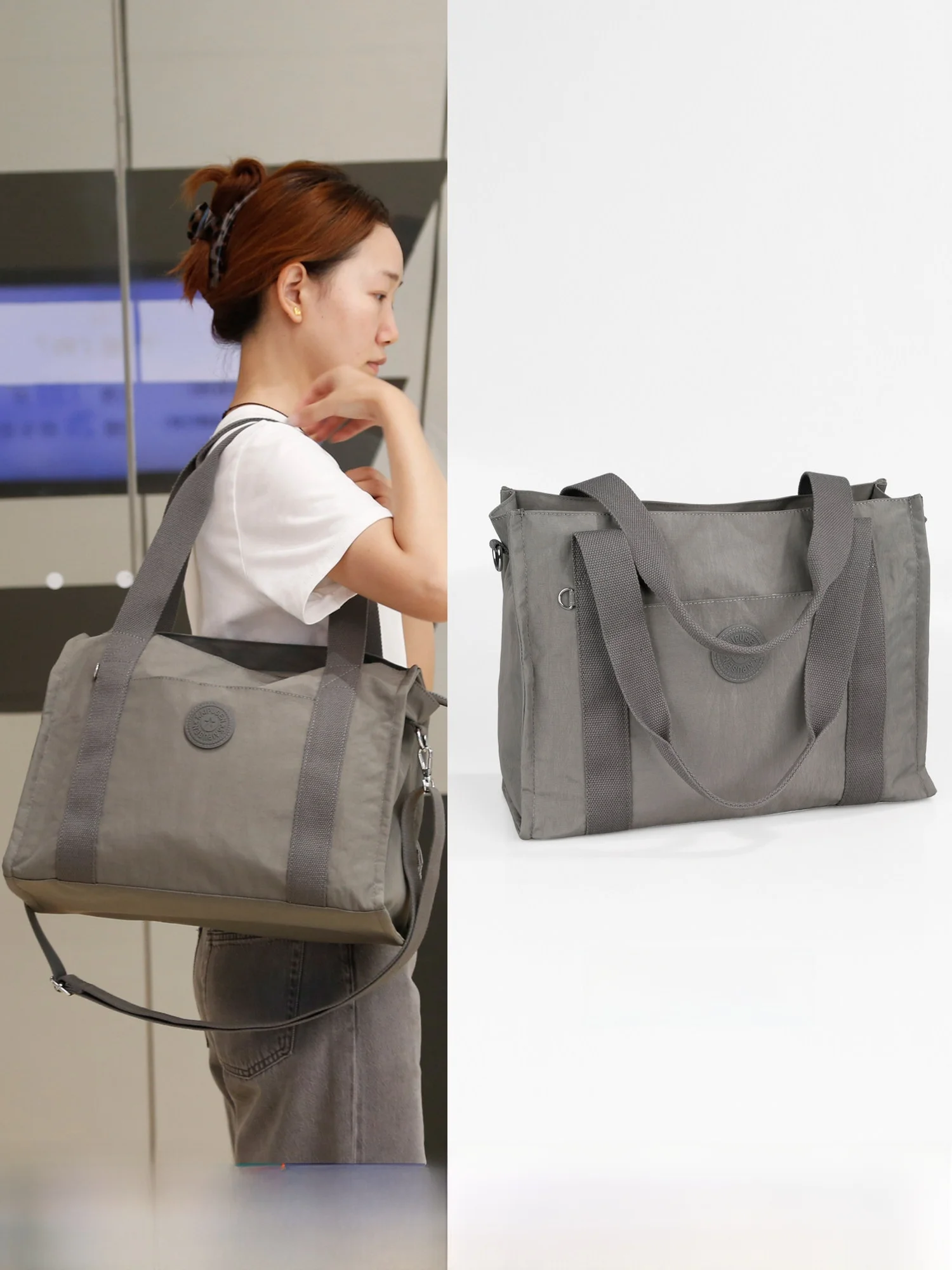 

Kapson New Lightweight Tote Bag Nylon Handbag Casual Commuter Multi-Layer Women's oulder Bag Foldable Water-Resistant