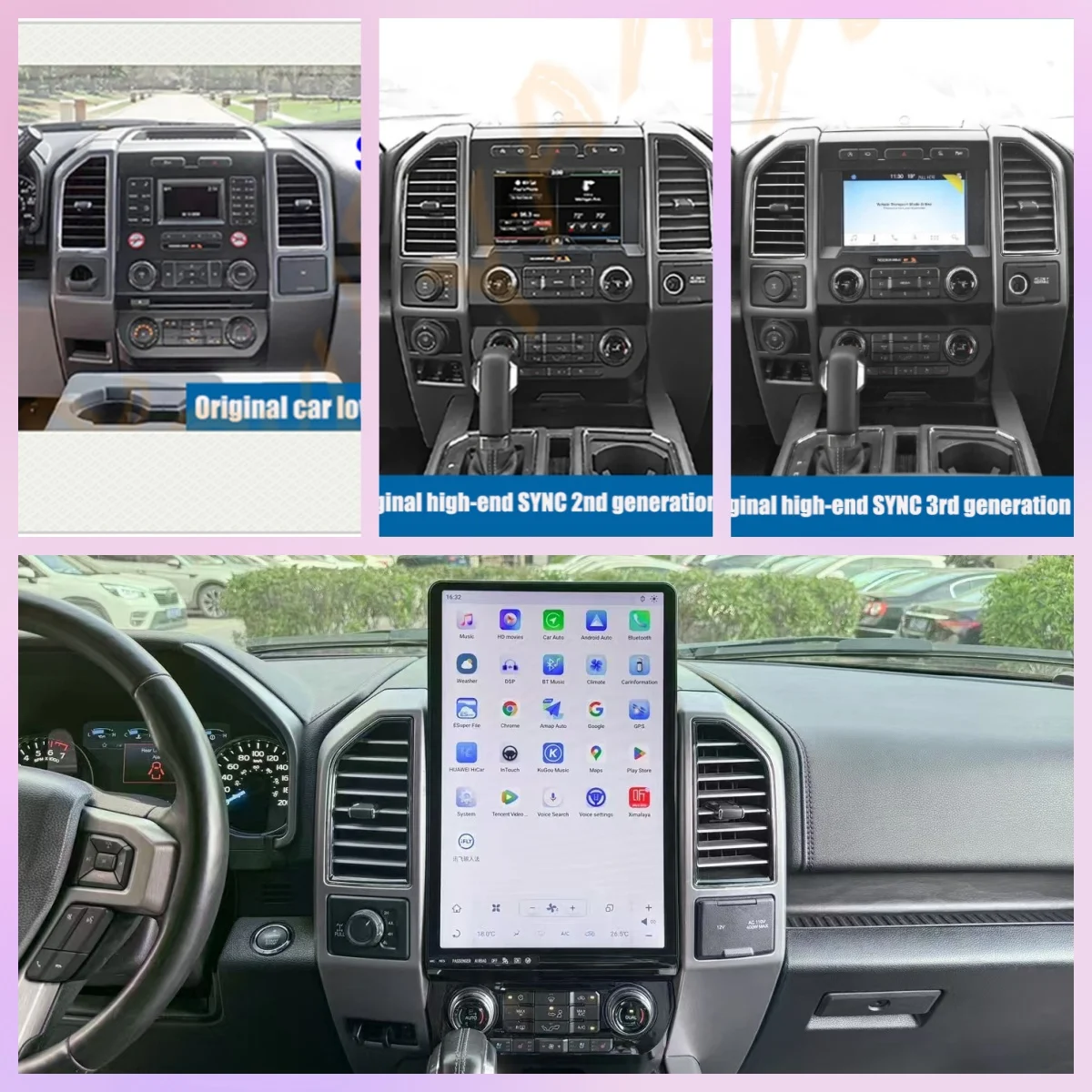 16,8-дюймовый Android 13.0 для Ford Raptor F150 F250 2015-2021 Сенсорный экран Автомобильный GPS-навигатор Мультимедийный плеер Радио головное устройство