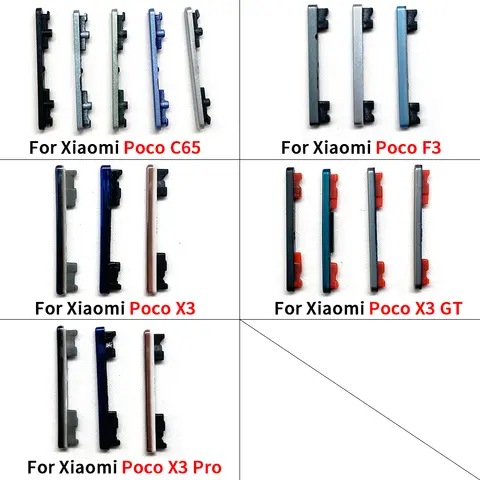 NEW Replacement Volume Power Button Side Key For Xiaomi Poco F3 X3 GT X3 X3 Pro C65 Power Volume Side Button Keys Repair Parts