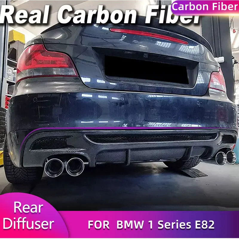 Carbon Fiber Rear Bumper Diffuser Lip Spoiler for BMW 1 Series E82 M-Sport 2-Door 2007-2013 4 Outlet Car Rear Lip Body Kit FRP