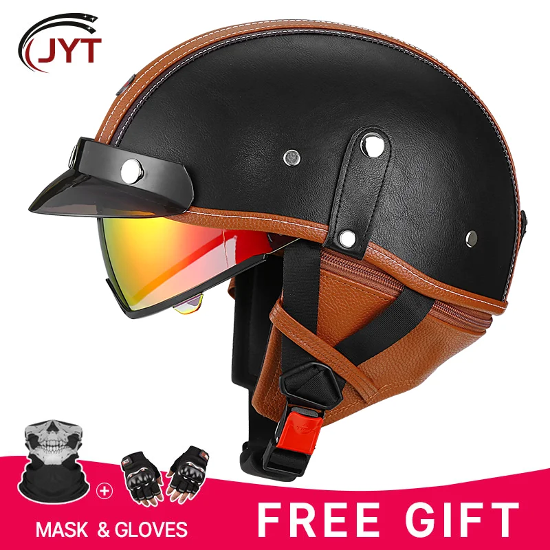 

Motorcycle helmet retro cruise motorcycle half helmet all-season suitable men women pedal electric bike riding safety helmets