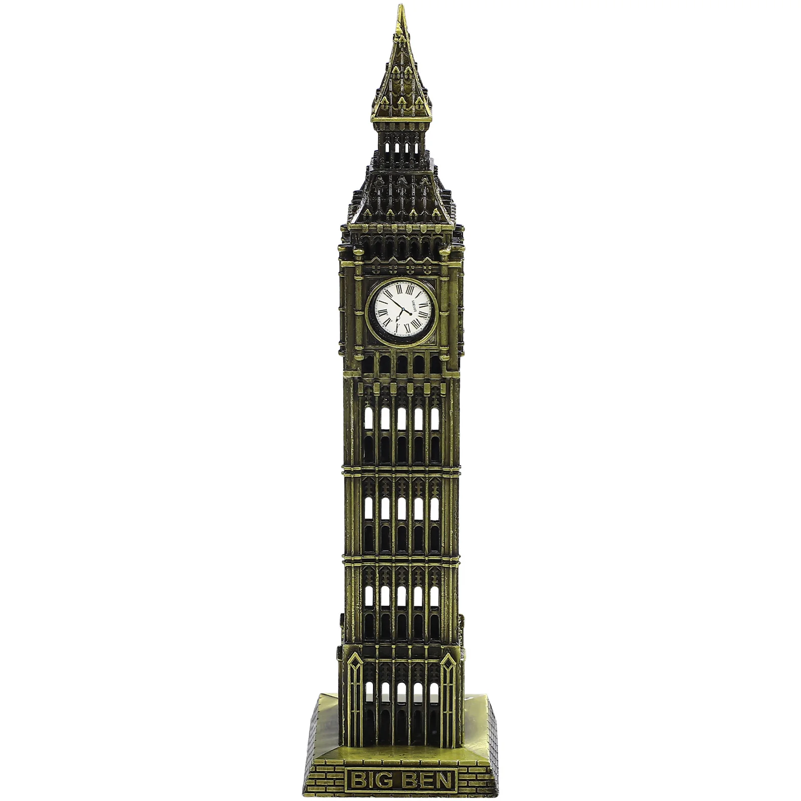 

3D Metal Big Model Clock Statue Decorative Architectural Sculpture Home Decoration Figurines Miniatures Building nament