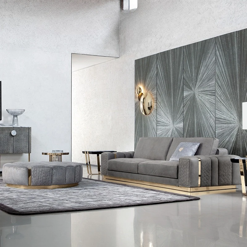 

Light luxury sofa designer creative hotel high-end real estate model room multi-person combination fabric sofa