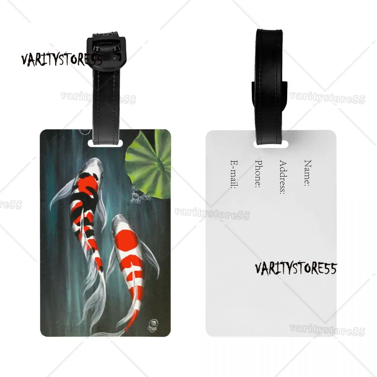 Original Koi Creek Art Luggage Tags Custom Animal Lucky Carp Fish Baggage Tags Privacy Cover ID Label