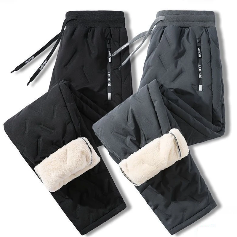 

Sweatwear Winter Warm Lambswool Thicken Sweatpants Men Outdoors Casual Windproof Jogging Pants Brand High Quality Trousers Men