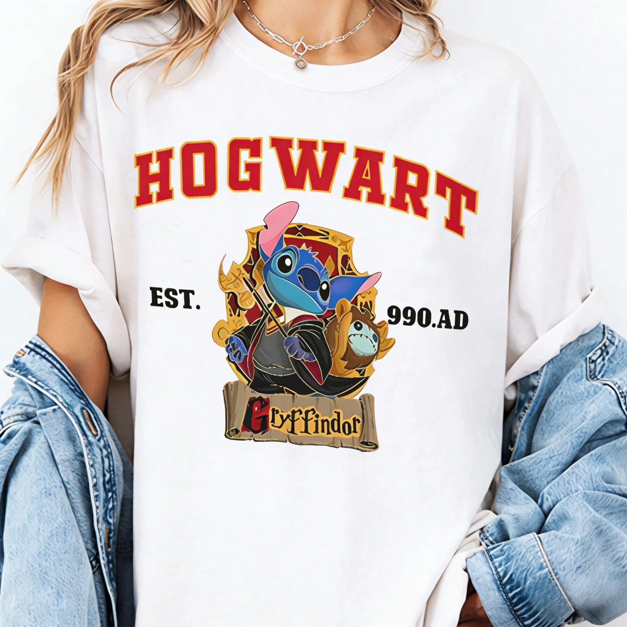 Camiseta deportiva holgada de algodón puro de alta calidad, punto de Gryffindor, cruzado, Hogwarts, escudo, varita, Collar mágico, mezcla de Anime, novedad de 2026