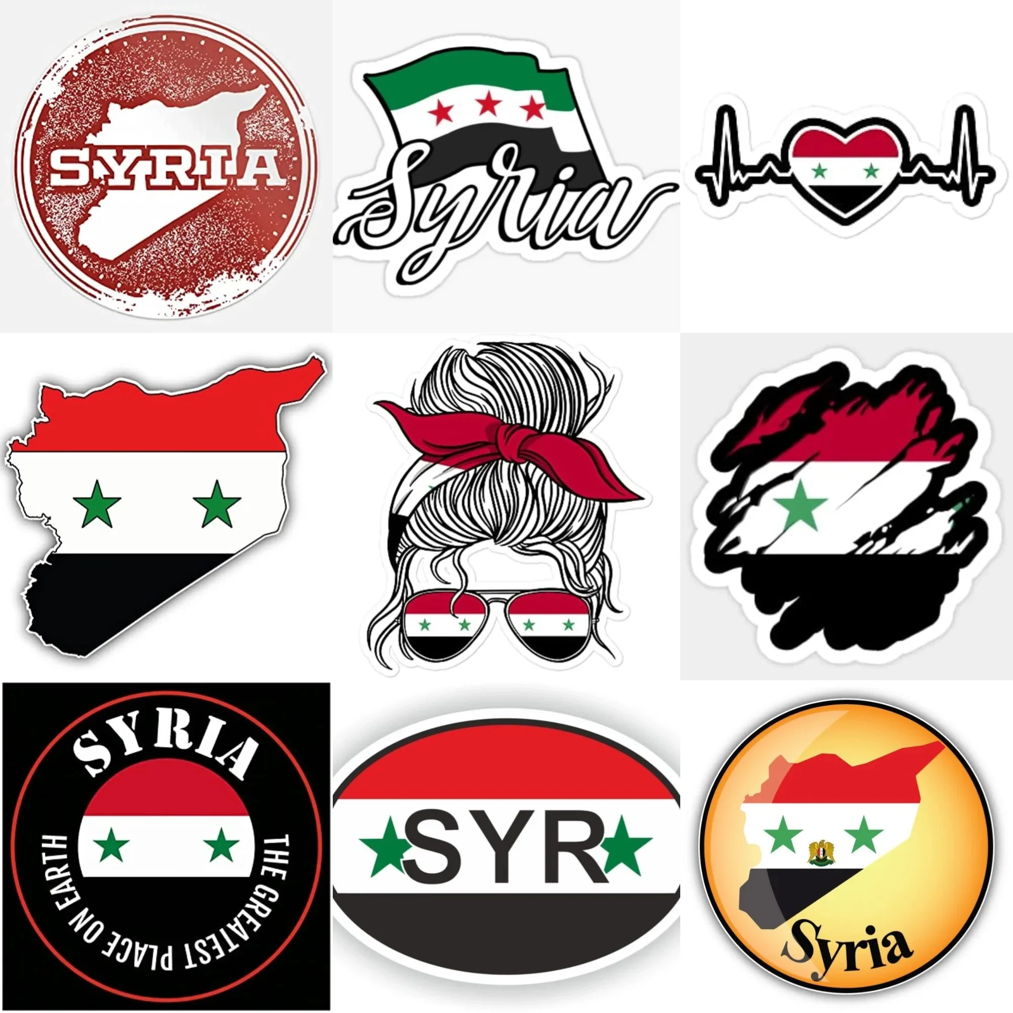 

SYR Syria Flag Map Creative PVC Waterproof Sticker for Decorate Car Van Truck Bicycle Fridge Wall Window Decal Accessories