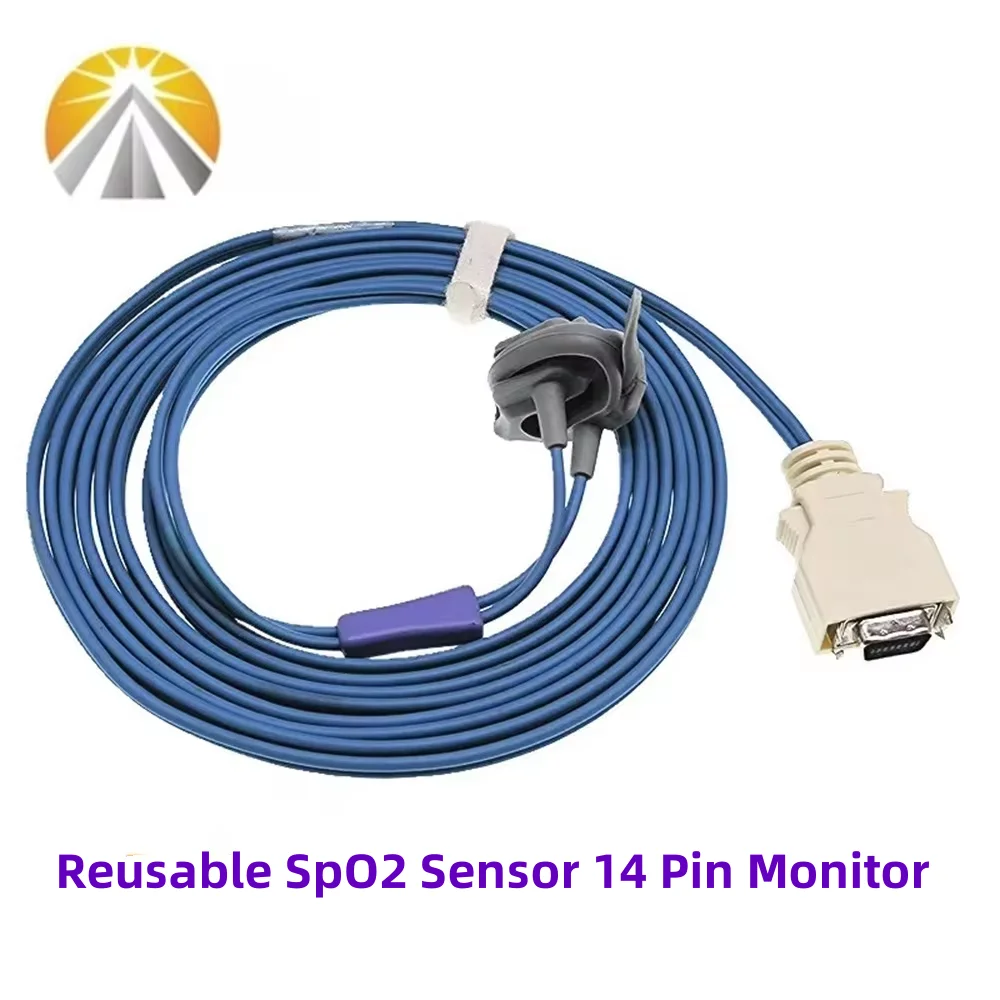 SpO2 Sensor 14 Pin MA-SI-MO LNOP SCSI GE Dinamap Schiller Medtronic Lifepak Datascope Passport Adult Pediatric Neonates Monitor