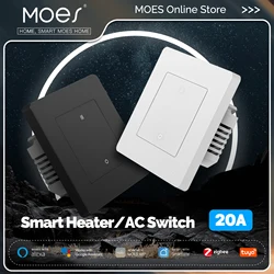MOES Tuya 20A ZigBee Smart Heater AC Switch High Load Electricity Monitor Double Pole App Remote Control Support Alexa Google