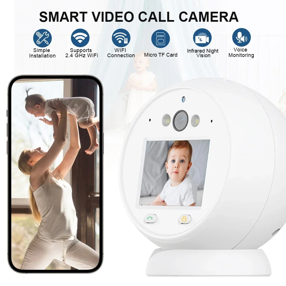 

4MP PTZ Wifi Camera Video Call with IPS Screen Baby Cry Sound Detection Security IP Camera Baby Monitor