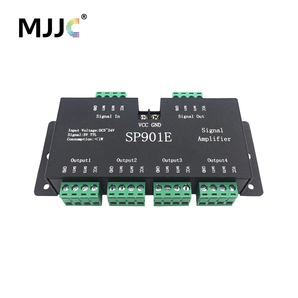 DC5V-24V SP901E Усилитель сигнала Светодиодный контроллер SPI 4-канальный групповой усилитель для WS2812 WS2811 DMX512 пикселей Strip Light Magic Module