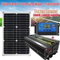 Solar Panel Kit Complete 4000W 6000W Pure Sine Wave Power Inverter Home Solar Power Generation System with 30A Solar Controller