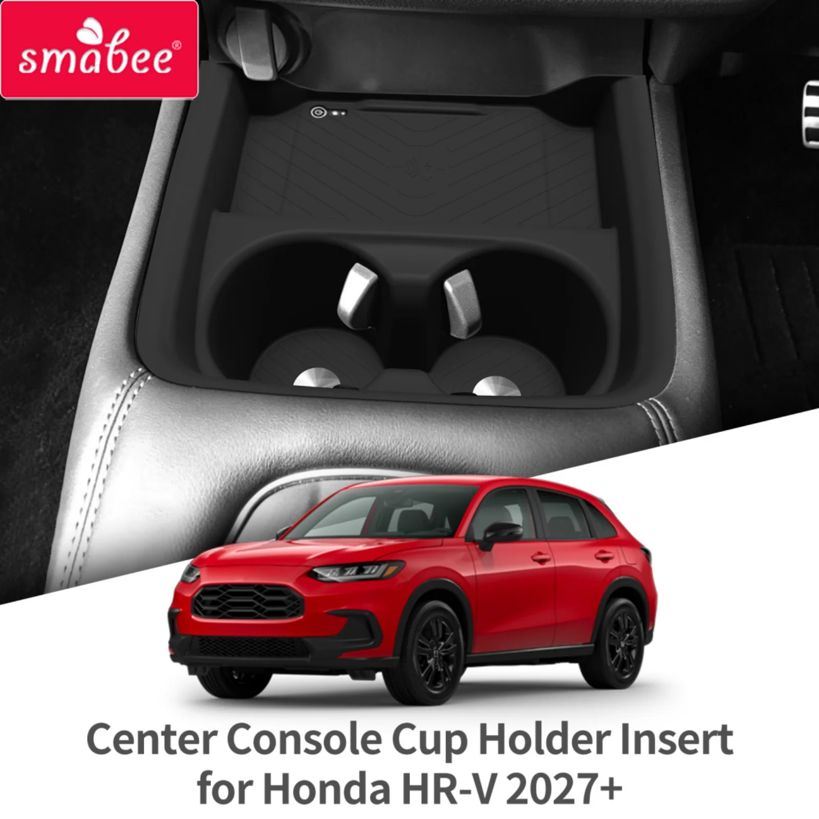 Smabee Left Drive for Honda HR-V 2023-2027 LHD Car Cup Holder&Wireless Charger Protect Mat Control Storage Silicone Accessories