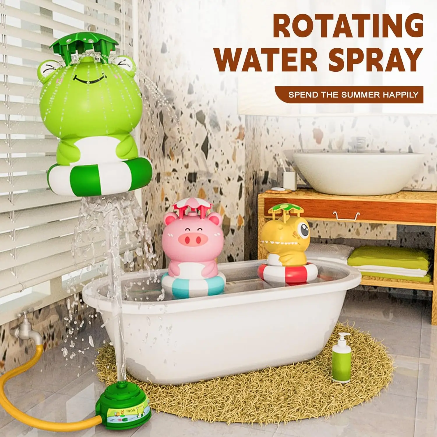 Spinning Launcher Toys Outdoor Water Pressure Lift Jet Sprinkler Toy In Garden Lawn Water Animal Toys With 3M Water Pipe