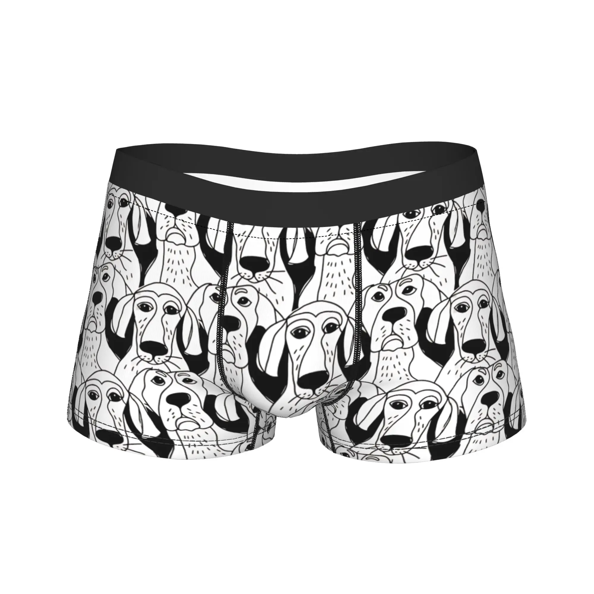 Dogs characters emotions black and white seamless pattern Shorts Briefs  Underwear High Quality Men Soft Trend Trunk Underpants