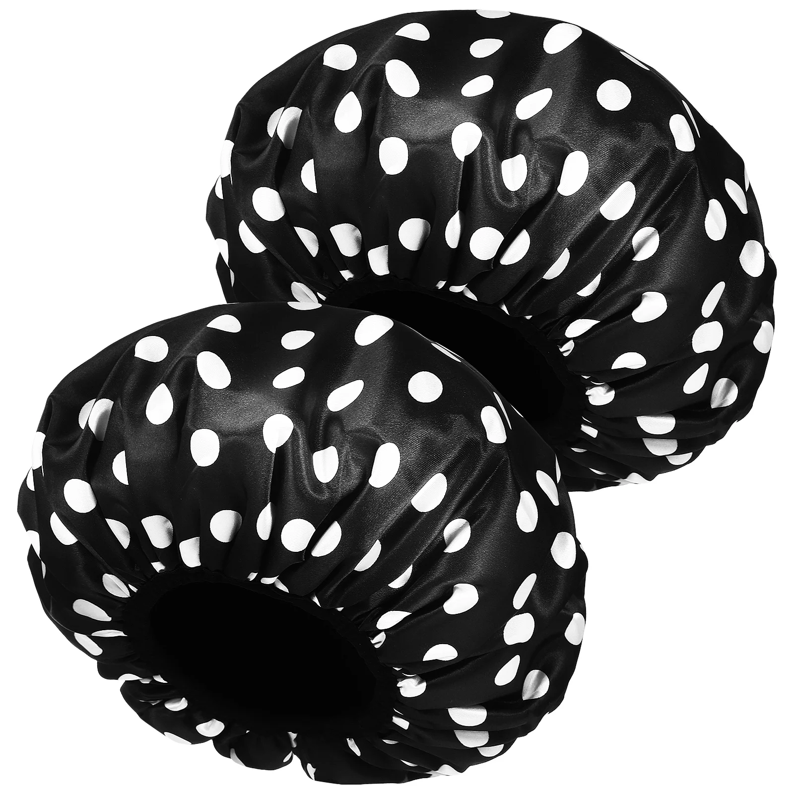 

2 pcs Waterproof Shower Caps Bath Hats for Women Microfiber Quick Absorbent Reusable Hair Care Travel Dot Pattern Lightweight
