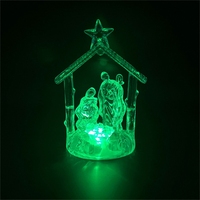 Clear Acrylic Luminous Christmas Manger Figurines for Church Home Xmas Decoration Christian Jesus Birth Scene Miniatures Statues