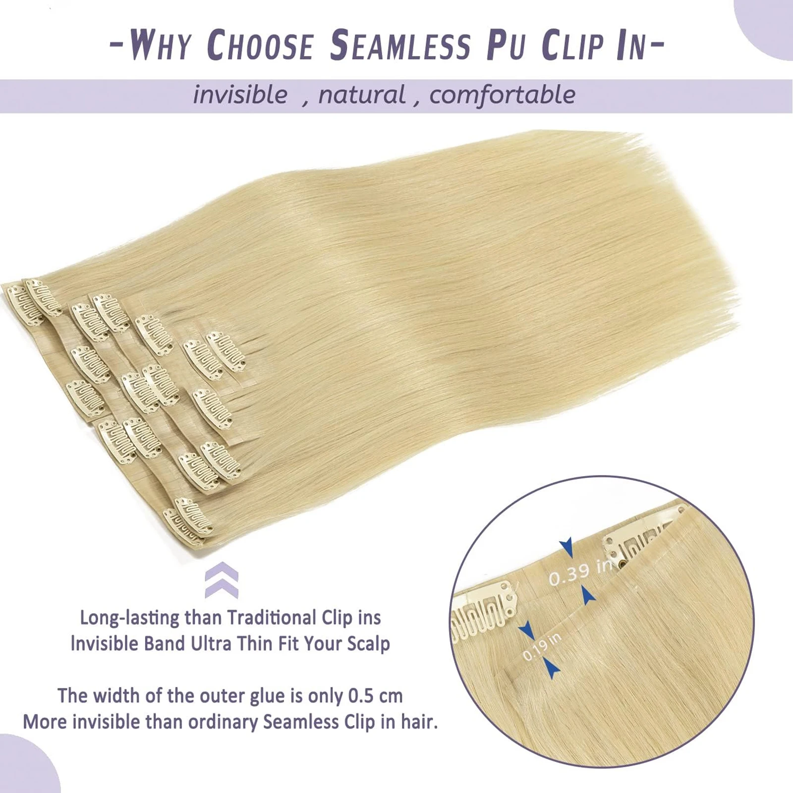 10pcs/set Blonde Hair Clip in Hair Extensions Extensions Real Human Hair Clip ins Straight #613 Human Hair Clip in Extensions