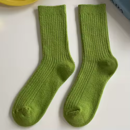 1 Pair Women Cotton Loose Socks Autumn Winter Knitting Solid Color Long Black Pink Korean Japanese Student Girls Stockings Retro - Image 16