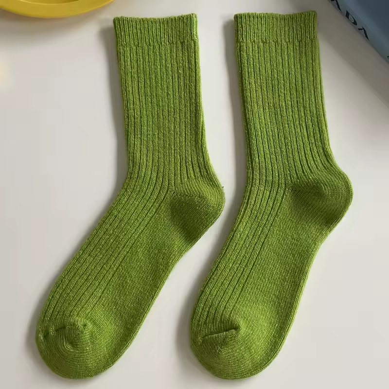 1 Pair Women Cotton Loose Socks Autumn Winter Knitting Solid Color Long Black Pink Korean Japanese Student Girls Stockings Retro - Image 16