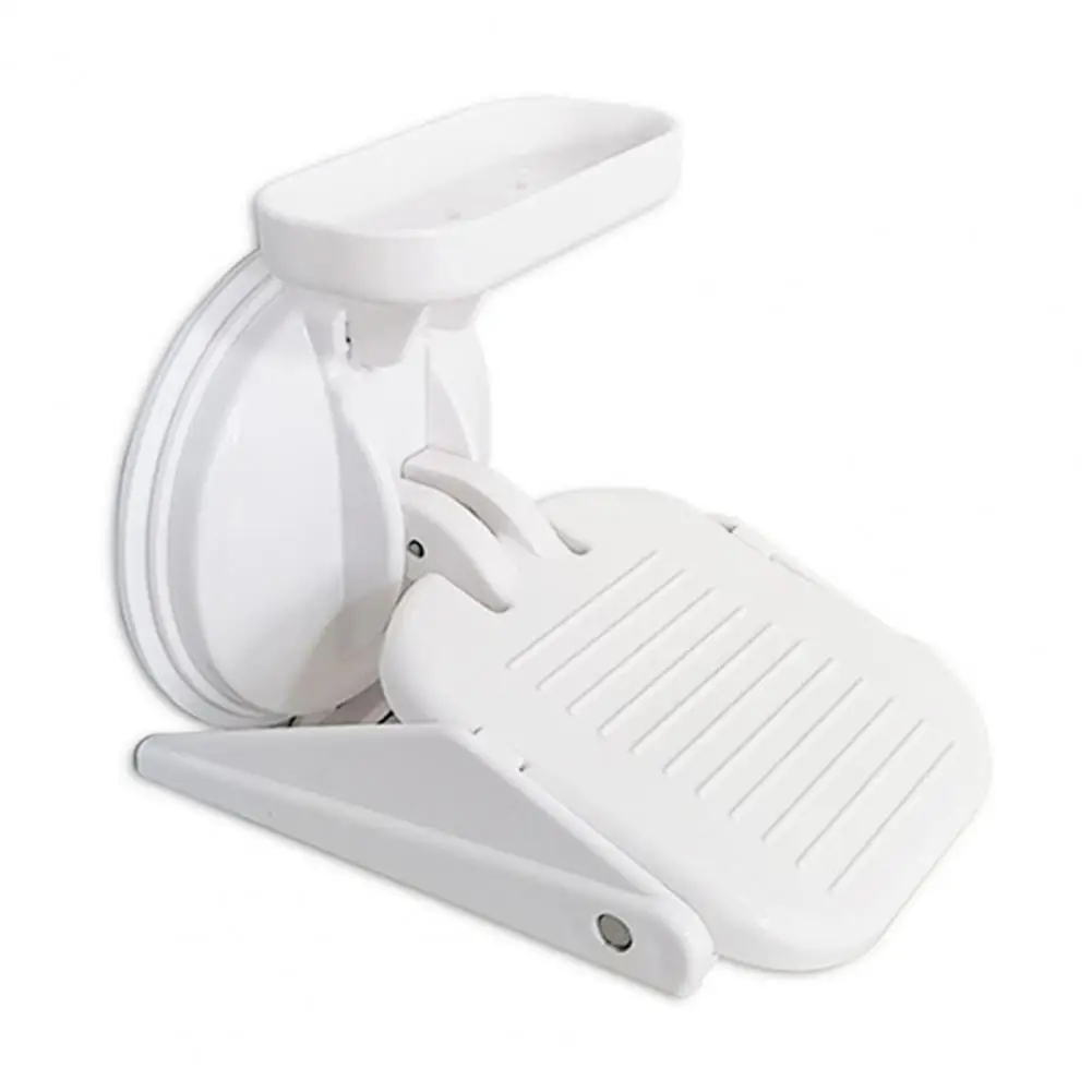 Shower Seat for Washing Feet Adjustable Height Shower Footrest with Anti-slip Pedal Drill-free Suction Cup Bathroom Accessory