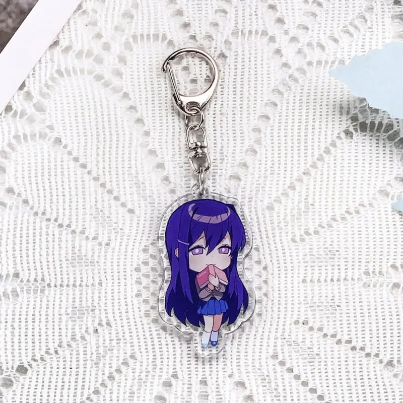 Doki Doki Literature Club! Monika Sayori Natsuki Yuri Q Version Acrylic Keychain Bag Pendant Anime Collection Exquisite Gift