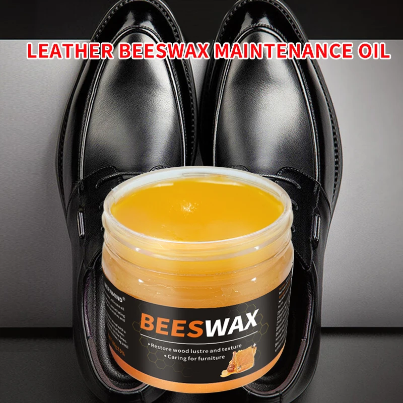 Leather Shoe Polishing Care Kit with 1 Polishing Sponge and Leather Beeswax Oil Universal Color for Shoes, Bags, Jackets, Sofas,
