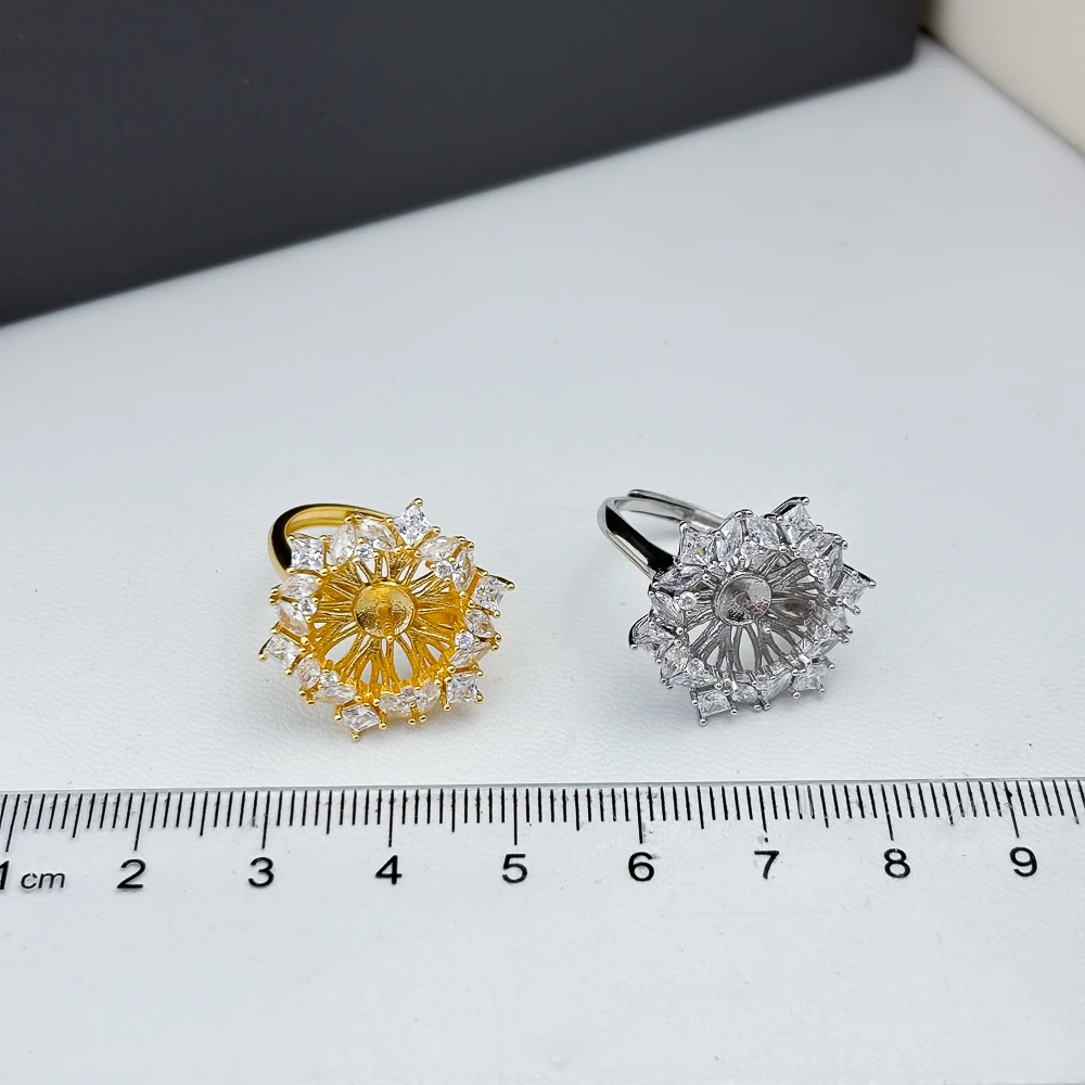 قائمة جديدة 925 فضة زهرة خاتم اللؤلؤ جولة فارغة دعم الحساسية هل DIY بها بنفسك أجزاء إكسسوارات المجوهرات هيبوالرجينيك