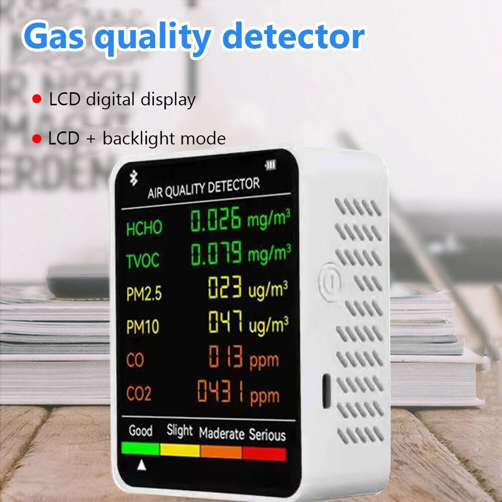 

6 in 1 Air Monitoring Device Accurately Detect PM2 5 PM10 HCHO TVOC with Visual Indicators and Portable Design