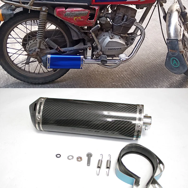 Universal 35mm Motorcycle Racing Exhaust  Carbon Fiber Exhaust Pipe Suitable For CG125 GY650 GY6125 GY6150  Underbone 110