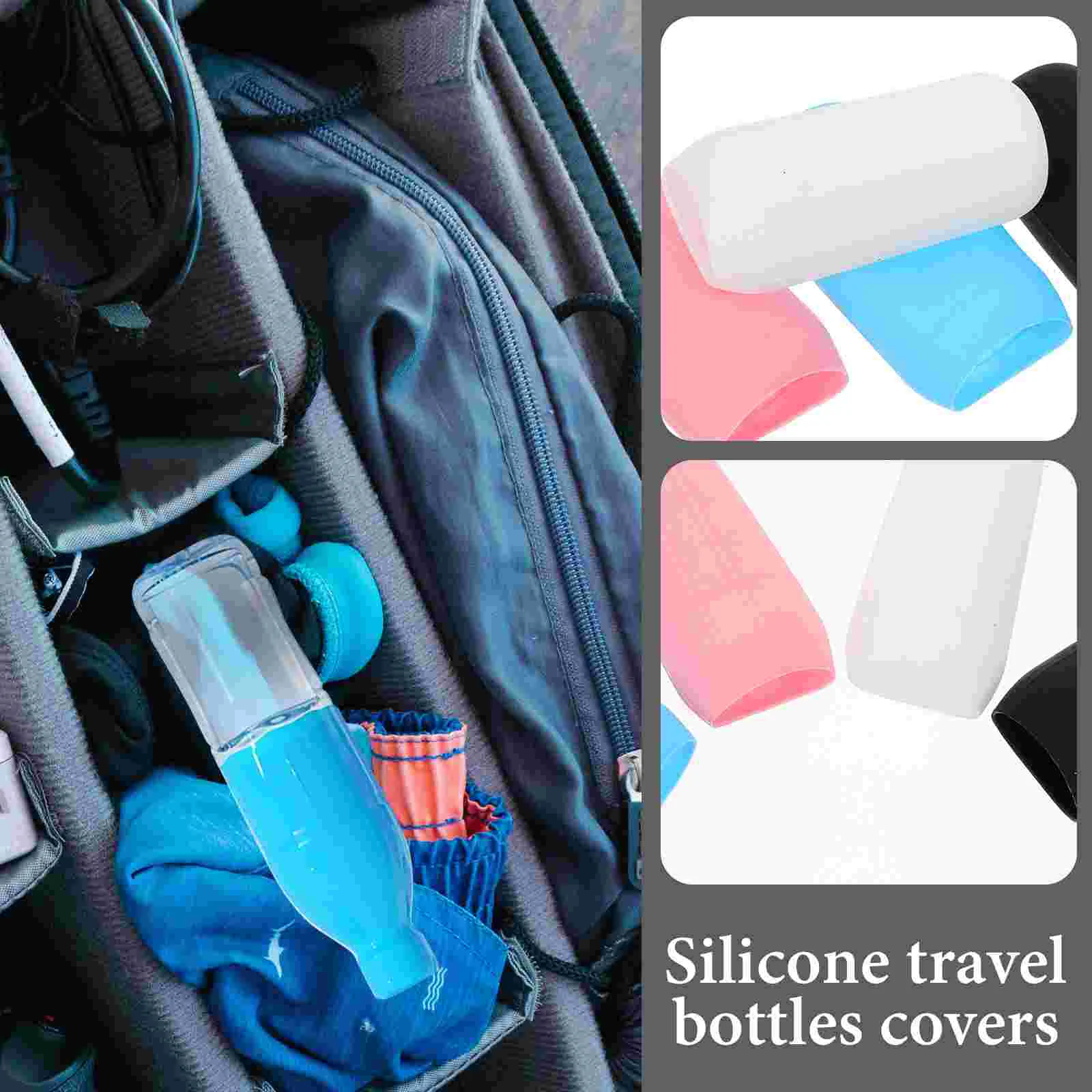 Elastic Silicone Leak Proof Bottle Covers, Travel Bottles Covers, Leak Proof, Shampoo Bottle, 8 pcs