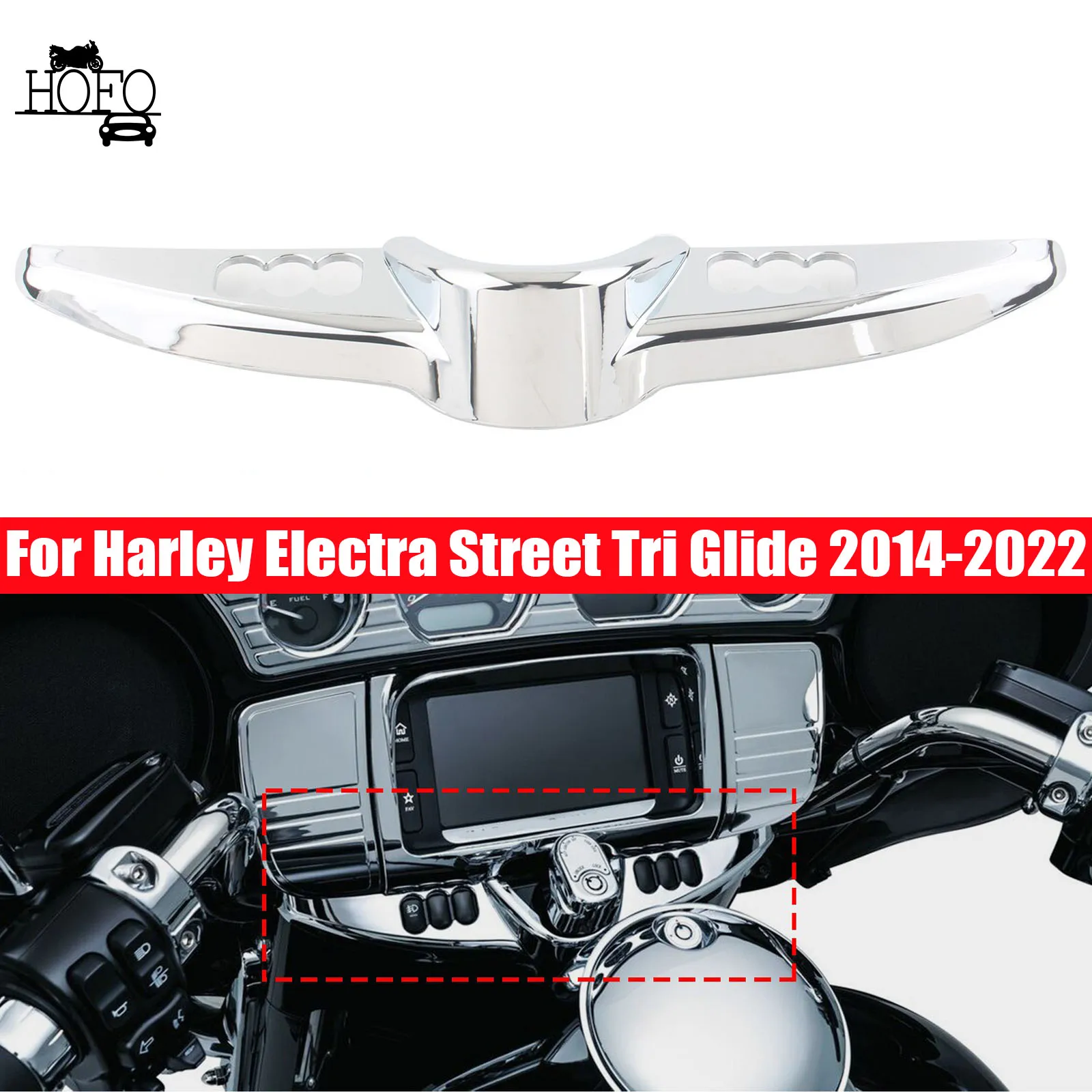 

Motorcycle Switch Panel Dash Accent Cover Chrome Black For Harley Electra Street Tri Glide 2014-2022