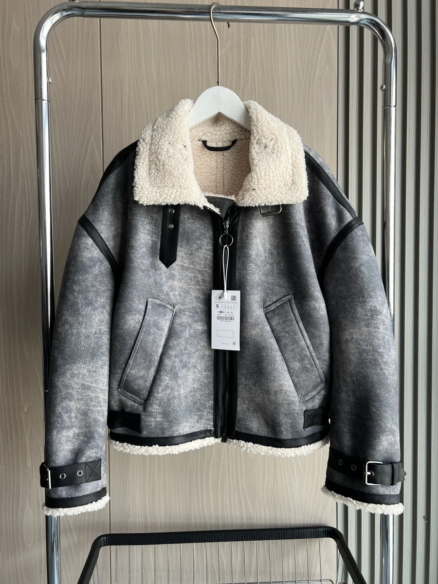 ETJ 2025 Nieuwe herfst/winter damesreisriem versierd met dubbele revers winddichte warme jas met lange mouwen losse jas