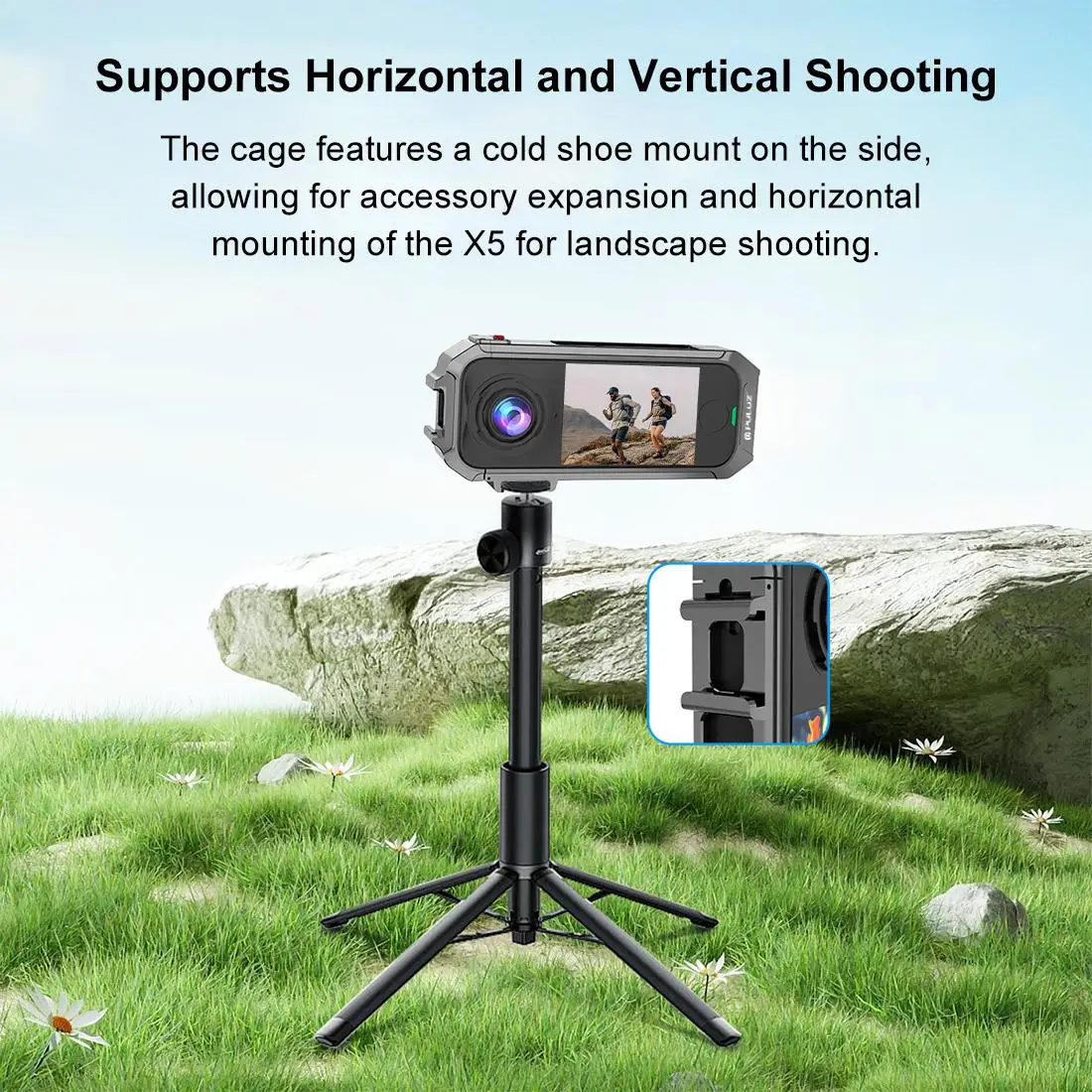 Metalowa klatka ochronna PULUZ do Insta360 X4 Air z mocowaniem na zimne mocowanie — zdjęcie produktu 6