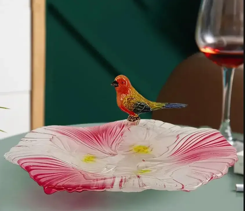 Creative Magpie Fruit Plate Living Room Desktop Snack Candy Dessert Plate Wedding Party Glass Fruit Plate Home Dinner Plate
