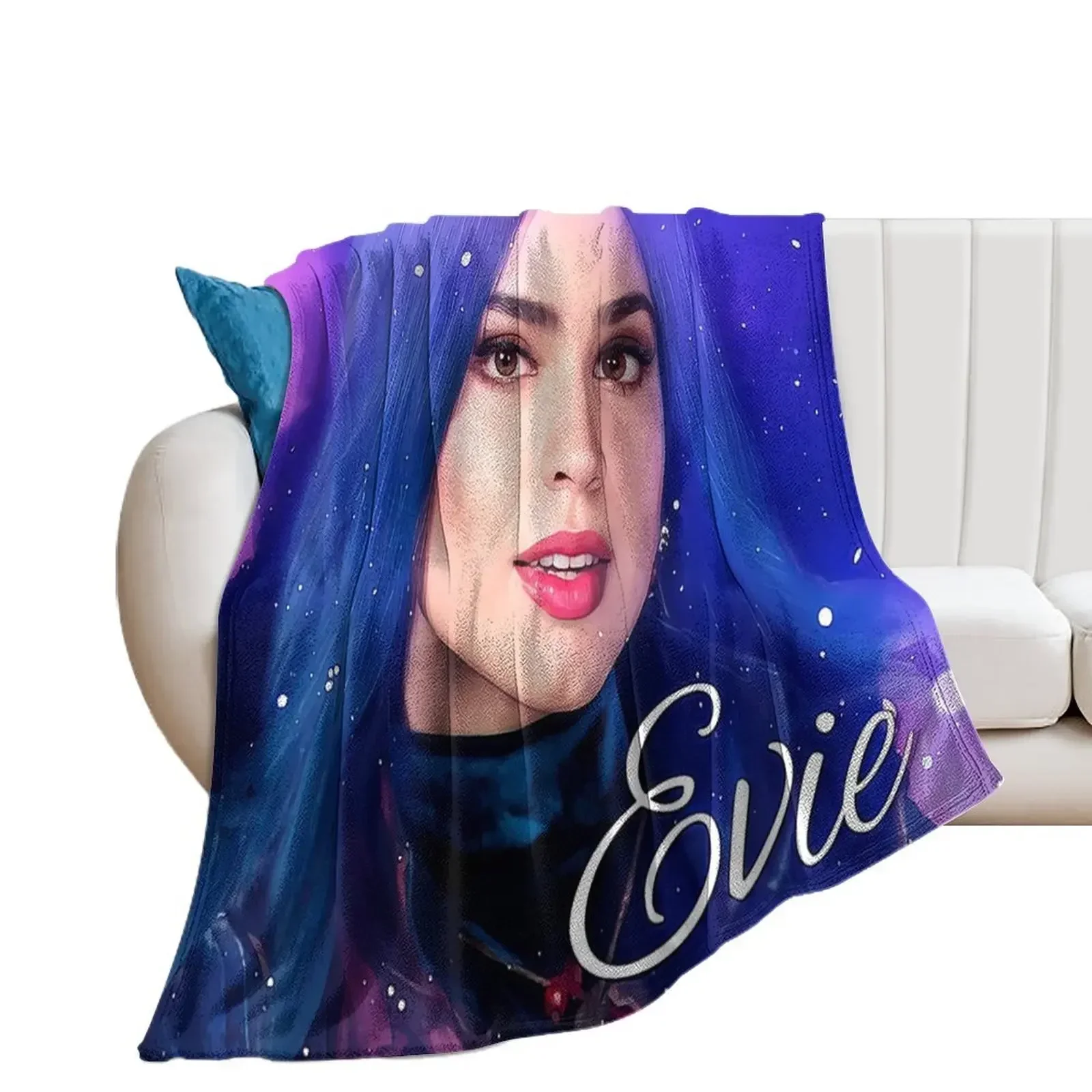 Evie Blue Princess - Descendants 3 Throw Blanket bed plaid Luxury Blankets