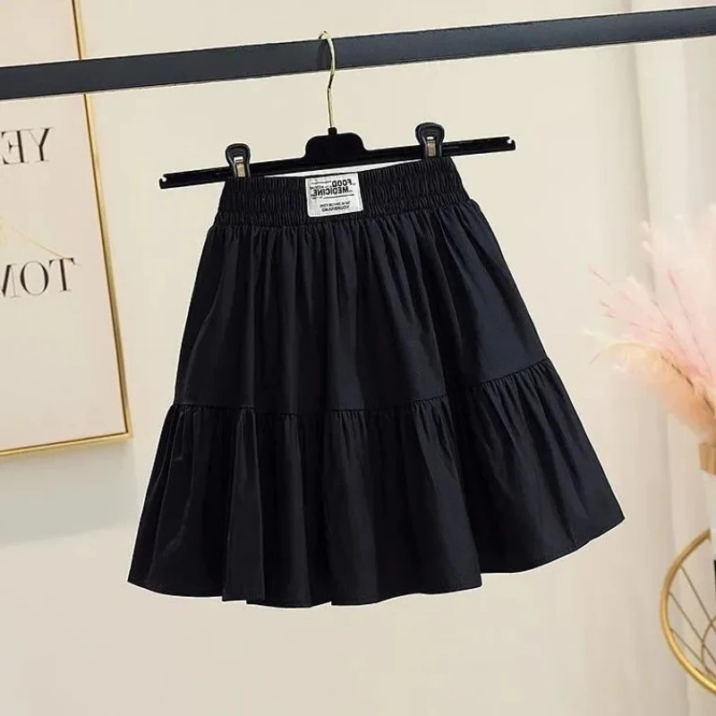 Korean Style Girls A-Line Pleated Skirt High Waist Elastic Summer New Slimming Skirt with Anti Slip Shorts Toddler Kids Skirt