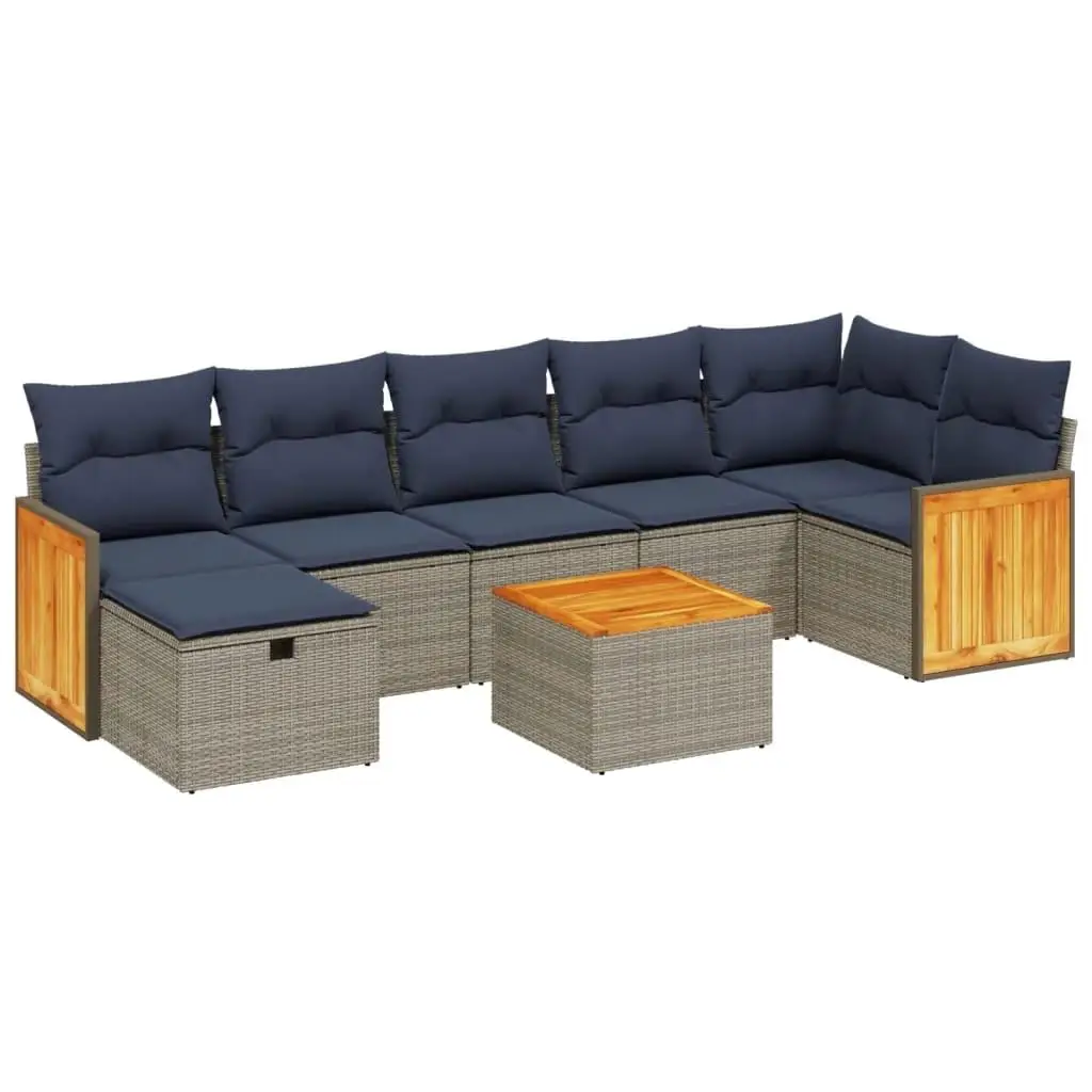 

Gray Poly Rattan 8 Piece Outdoor Patio Sofa Set with Comfortable Cushions Garden Furniture