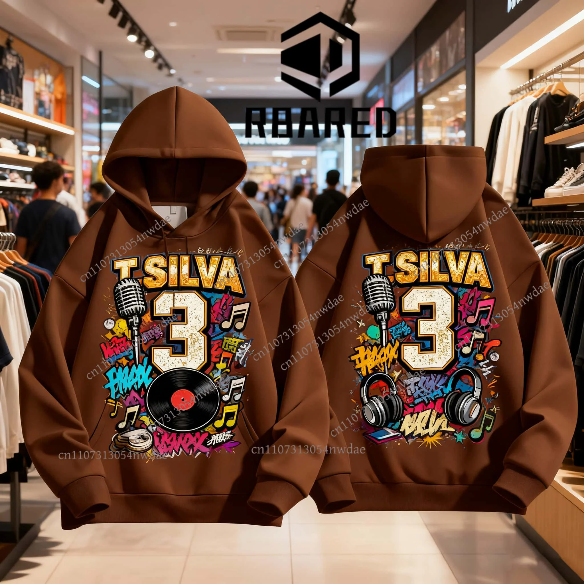 

SILVA No.3 Men's Street Hip-Hop Trendy Hoodie - Autumn Winter Crew Neck Long Sleeve, Soft & Comfortable, Fit for Daily Wear