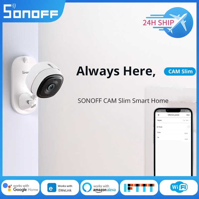 SONOFF CAM Slim WiFi Smart Security Camera 1080P HD Motion Alarm Two-Way Audio Scene Linkage with Sonoff Devices via eWeLink APP