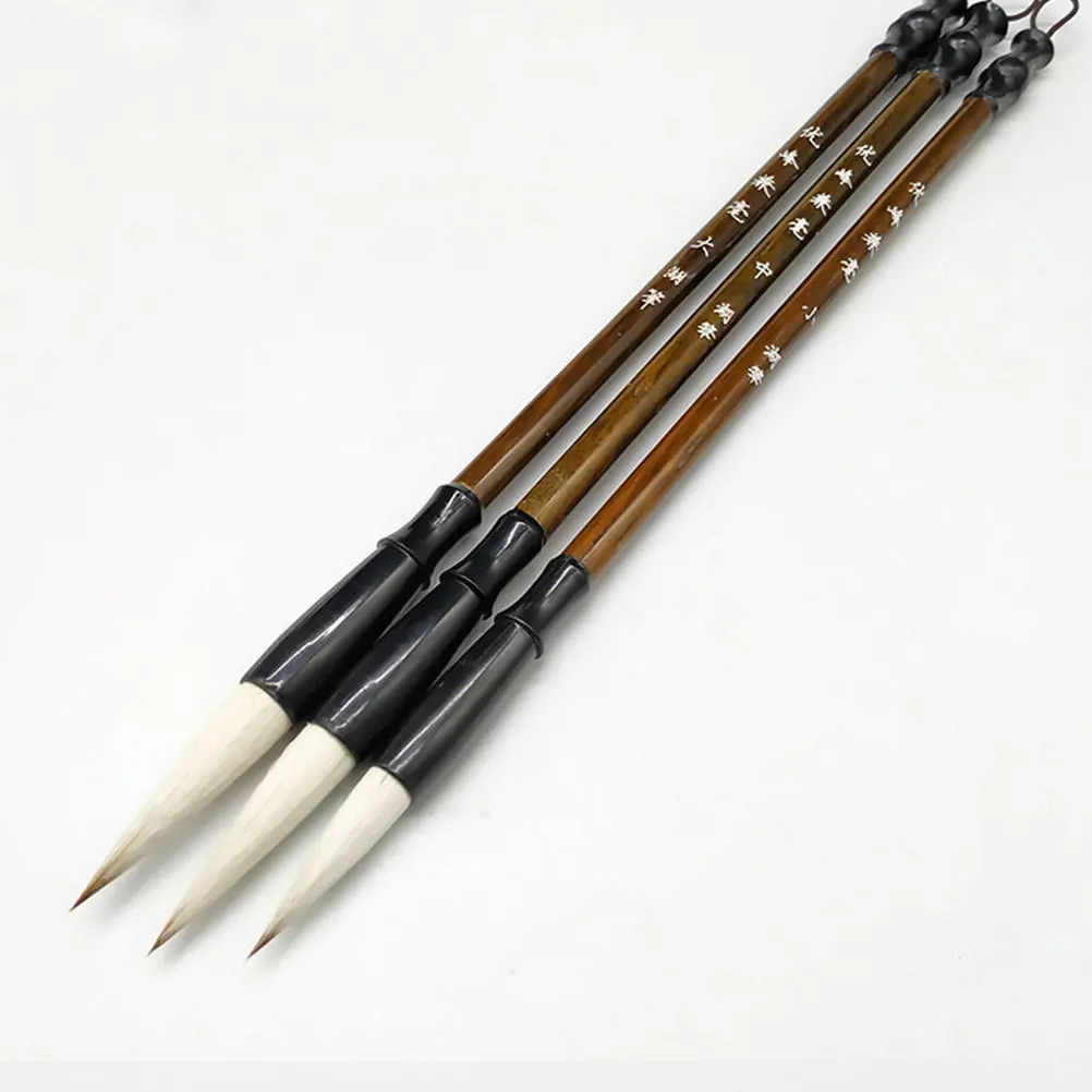 

6Pcs Chinese Calligraphy Brush Set Wolf Hair Wood Handle Drawing Brushes Sizes L Writing Practice Set Writing Brush