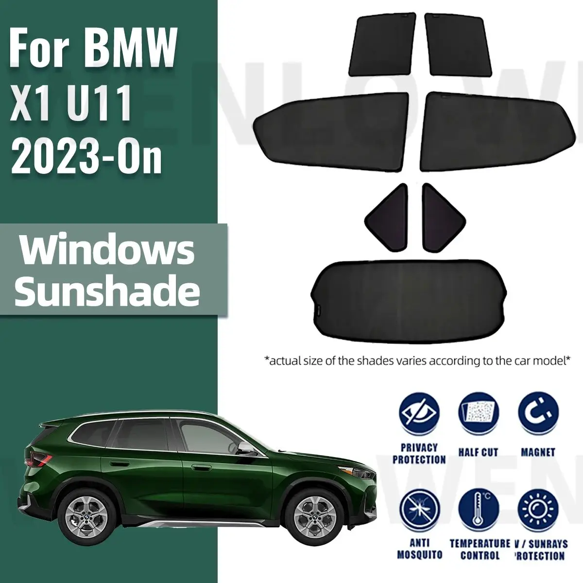 

For BMW X1 U11 IX1 2023 2024 Car Sunshade Visor Front Windshield Frame Curtain Rear Side Window Sun Shade Shield